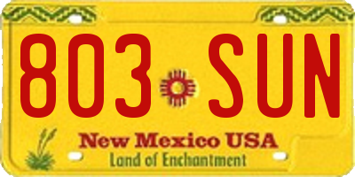NM license plate 803SUN