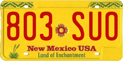 NM license plate 803SUO