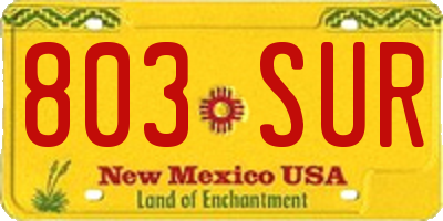 NM license plate 803SUR