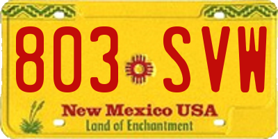 NM license plate 803SVW