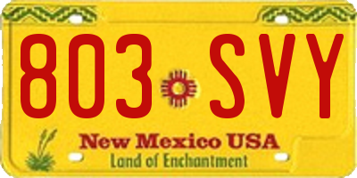 NM license plate 803SVY