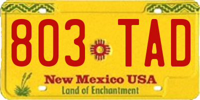 NM license plate 803TAD