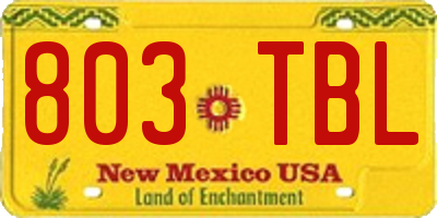 NM license plate 803TBL