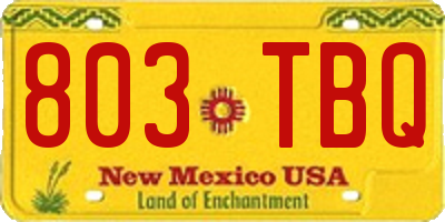 NM license plate 803TBQ