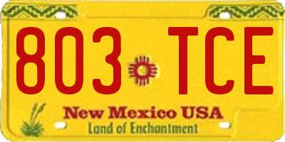 NM license plate 803TCE