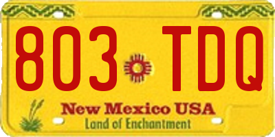 NM license plate 803TDQ