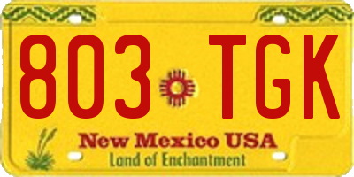NM license plate 803TGK