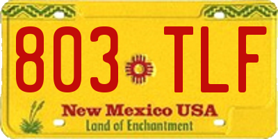 NM license plate 803TLF