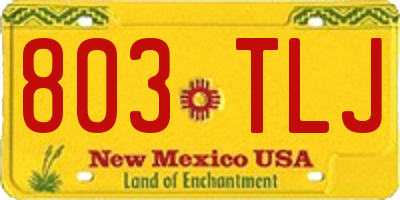 NM license plate 803TLJ