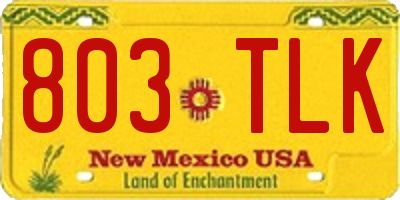 NM license plate 803TLK