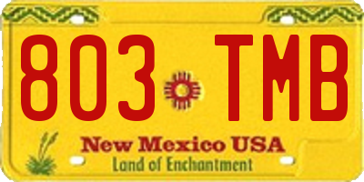 NM license plate 803TMB