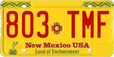 NM license plate 803TMF