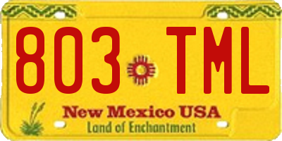 NM license plate 803TML
