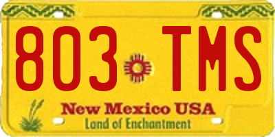 NM license plate 803TMS