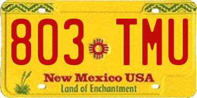 NM license plate 803TMU