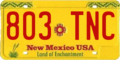 NM license plate 803TNC