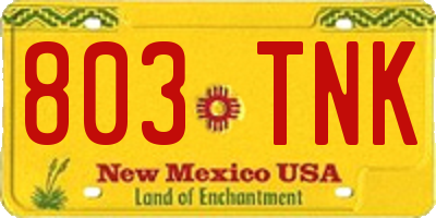 NM license plate 803TNK