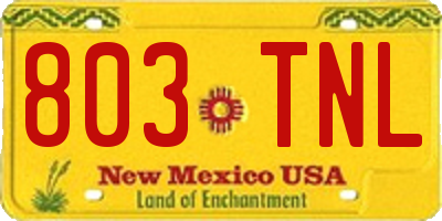NM license plate 803TNL