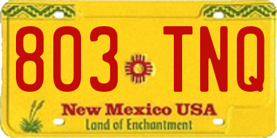 NM license plate 803TNQ