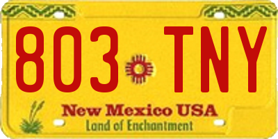 NM license plate 803TNY