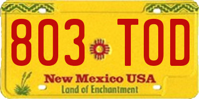 NM license plate 803TOD