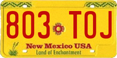 NM license plate 803TOJ