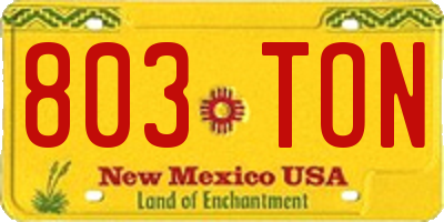 NM license plate 803TON