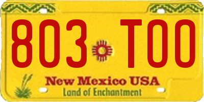 NM license plate 803TOO