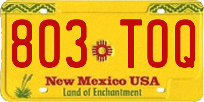 NM license plate 803TOQ