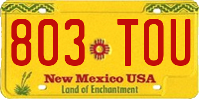 NM license plate 803TOU