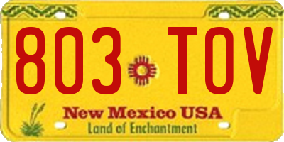 NM license plate 803TOV