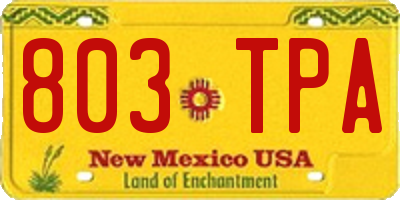 NM license plate 803TPA
