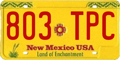 NM license plate 803TPC