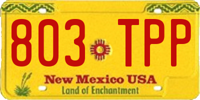 NM license plate 803TPP