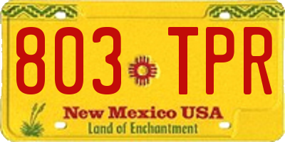 NM license plate 803TPR
