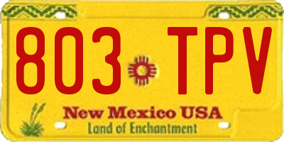 NM license plate 803TPV