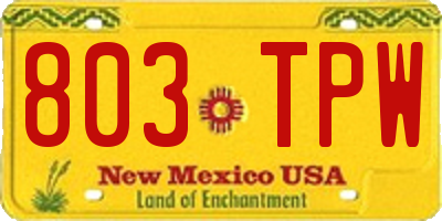 NM license plate 803TPW
