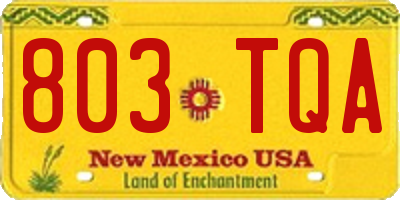 NM license plate 803TQA