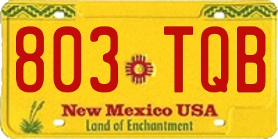 NM license plate 803TQB