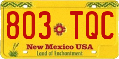 NM license plate 803TQC