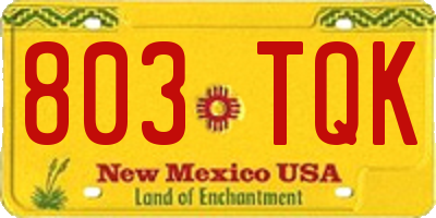 NM license plate 803TQK