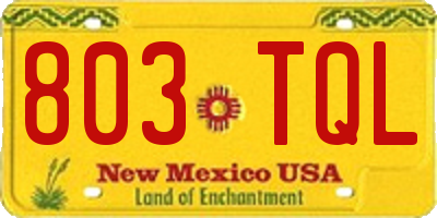 NM license plate 803TQL