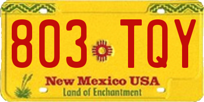 NM license plate 803TQY