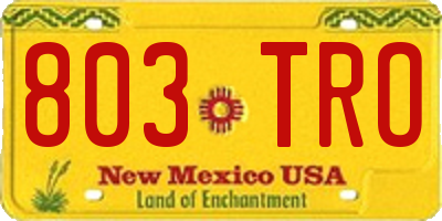 NM license plate 803TRO