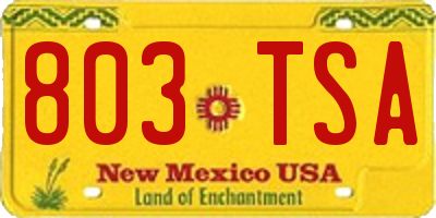 NM license plate 803TSA