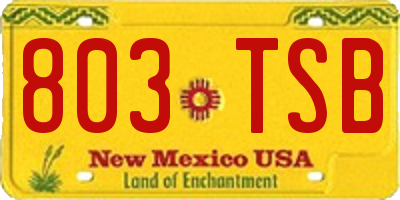 NM license plate 803TSB