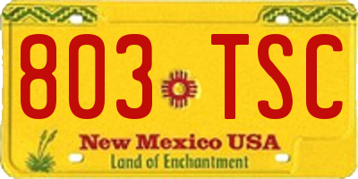 NM license plate 803TSC