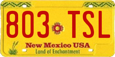 NM license plate 803TSL