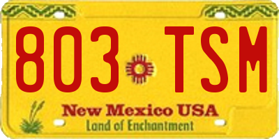 NM license plate 803TSM