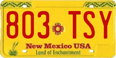 NM license plate 803TSY